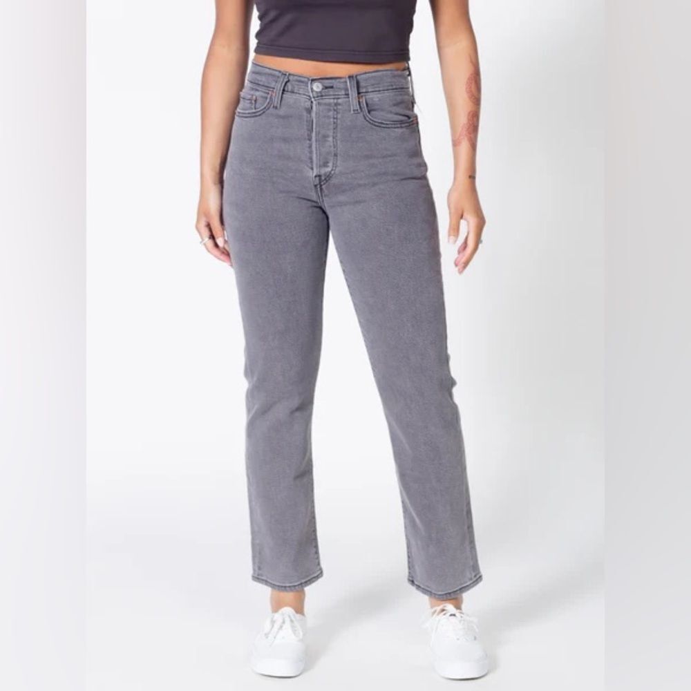 Levi's Wedgie Straight Jeans Women Cosmic Comet Gray High Rise Denim 26x28
